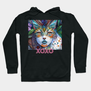 XOXo, kisses and hugs (cat girl patchwork) Hoodie